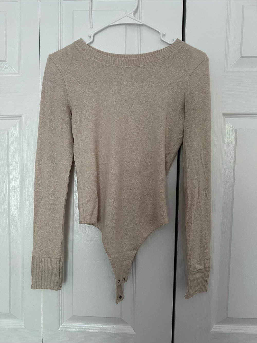 Abercrombie & Fitch Beige Long Sleeve Ribbed Bodysuit